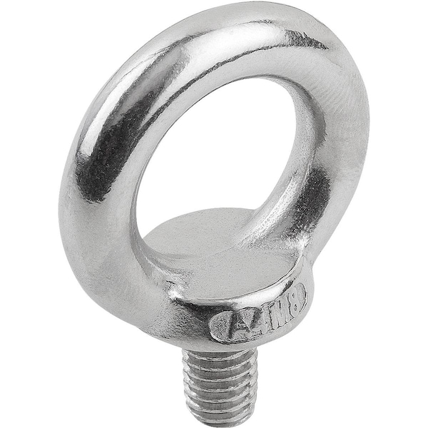 Eye Bolt With Shoulder, M10, 17 mm Shank, 25 mm ID, Stainless Steel, Bright
